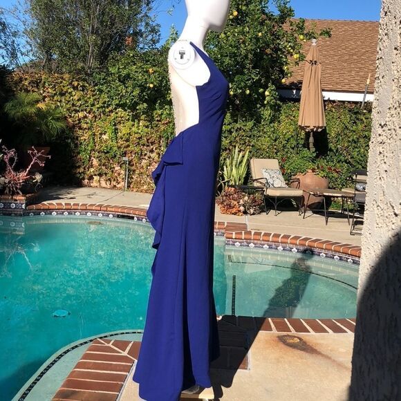 Sequin Hearts Beaded Ruffle Back Scuba Gown Sz 1 - Picture 3 of 8